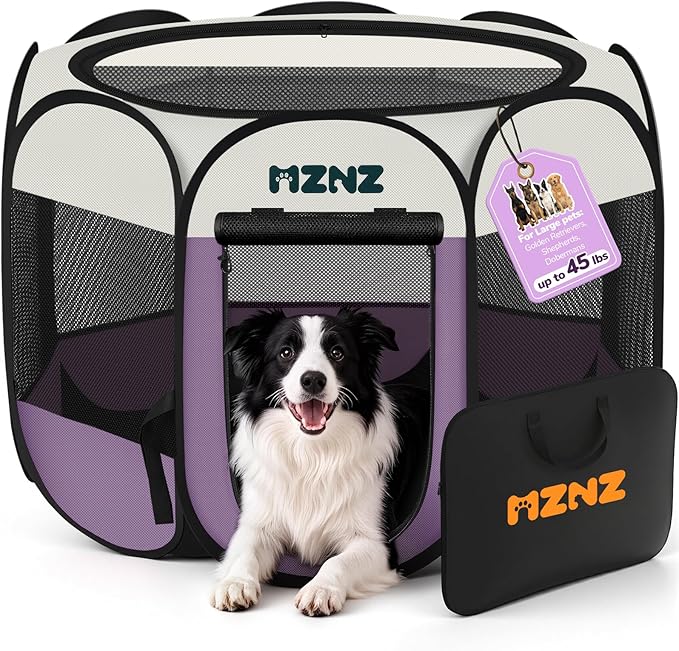 Dog Playpen, Portable Puppy Pet Crate Indoors for Small/Medium/Large Dogs Cats Rabbits, Foldable Dog Cage Enclosure for Outdoor, Pop Up Dogs Tent Kennel with Carrying Case, Purple