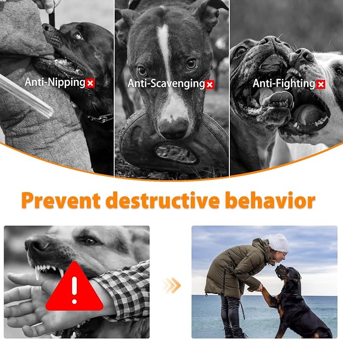Pitbull Dog Muzzle for Large Medium Dogs Prevent Biting Scavenging | Sturdy Breathable Basket, Fit Rottweiler Amstaff Broad-nosed Breed, Training Walking Use, Allows to Drink | Black, L