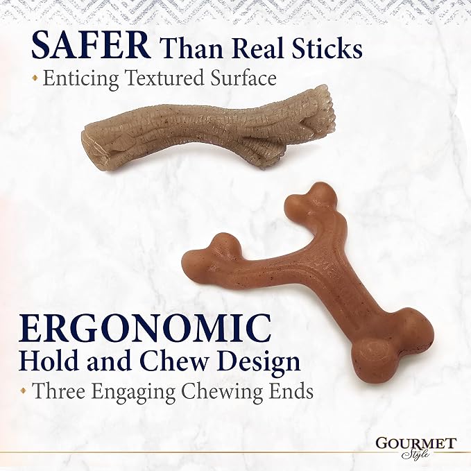 Nylabone Gourmet Style Strong Chew Toy Bundle, Chew Toys for Dogs, Bacon & Peanut Butter Flavor, Small/Regular (2 Count)