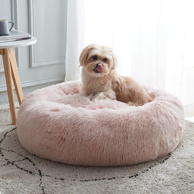 Western Home Calming Donut Medium Dog Bed Washable Pet Bed,30" Pink