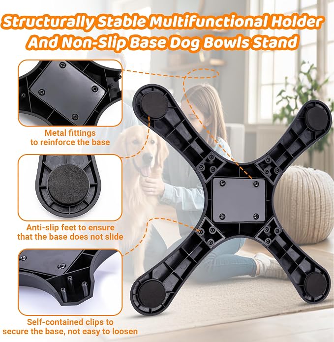 Elevated Adjustable Dog Bowl Feeding Stand, 3 Heights and Tiled Ajudst, Compatible with Moost Feeding Bowls, Great for Medium Large Dogs(Dog Food Bowl Stand)