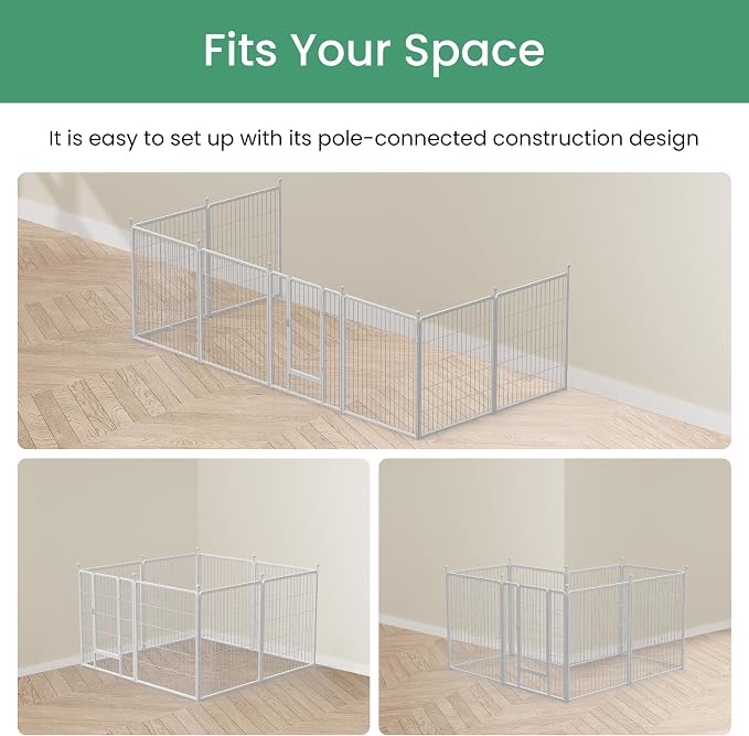 HealSmart Dog Playpen, 32in 16 Panels, White