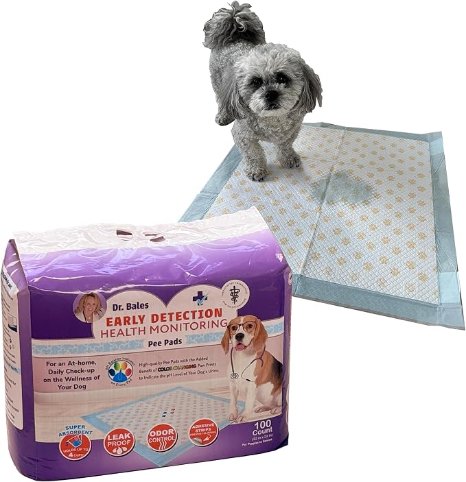 Spot Dr. Bales Early Detection Health Monitoring Pee Pads- Puppy Pee Pads with Color-Changing Paw Prints Indicating Your Dog’S Urine Ph Level, Super Absorbent, Leak Proof, 22in x 22in, 100 Pack