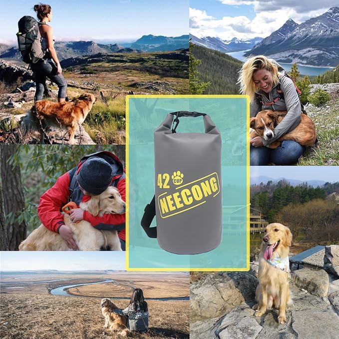 Dog Food Travel Bag with Collapsible Big Bowls, 800ml, 42 Cup, 10L