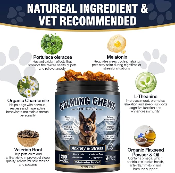200ct Dog Calming Soft Chews, Chicken, Melatonin, 200-Pack, 200ct