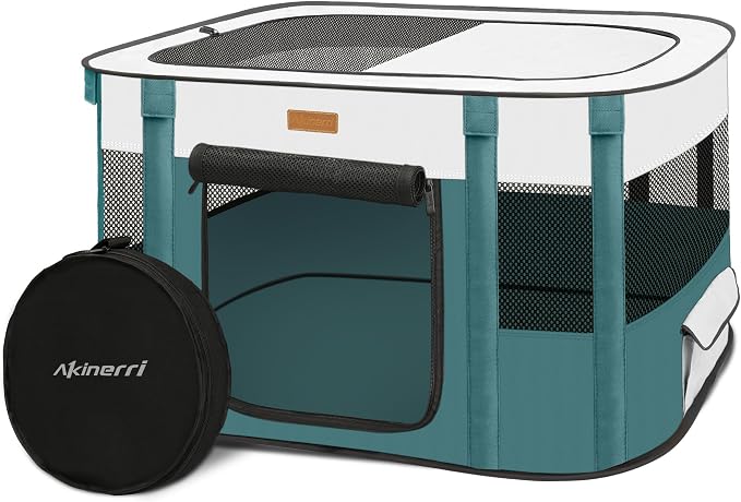 Foldable Cat & Dog Playpen with Carry Bag, Blue X-Large