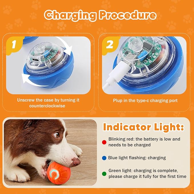 2PCS Shaky Ball Toy for Dogs, Vibrating Dog Ball, USB Rechargeable, Interactive, Automatic Moving, Bouncing, Perfect for Small, Medium, Large Dogs (Small, Gear)