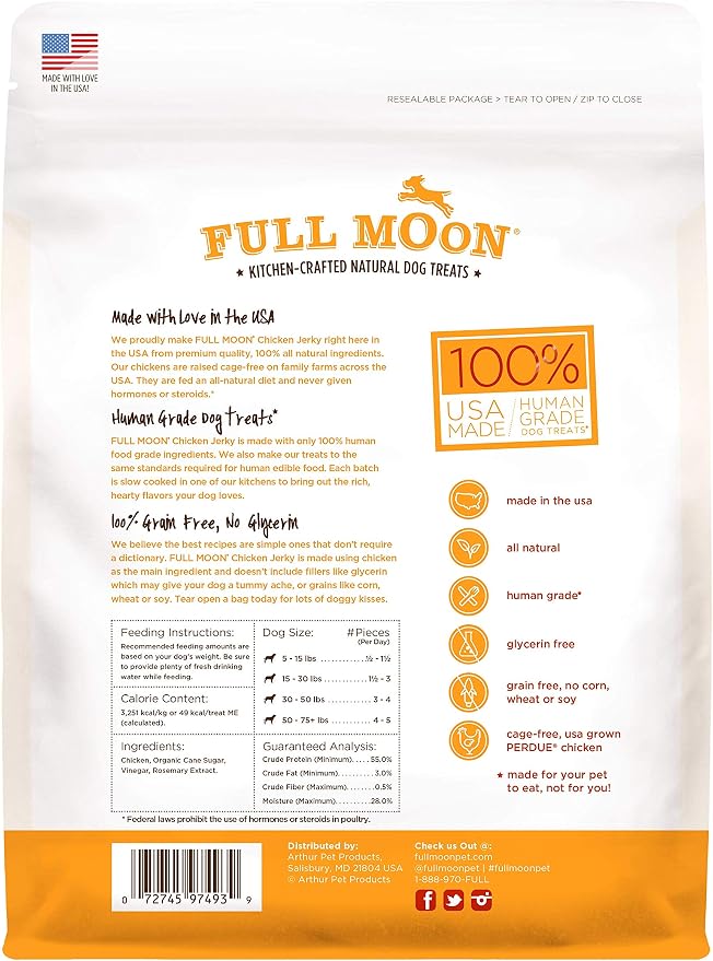 Full Moon Chicken Jerky Dog Treats - Grain-Free, 24oz (Pack of 2)
