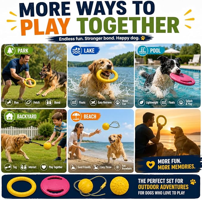 4-Piece Floating Dog Toy Set, Medium & Large Dogs