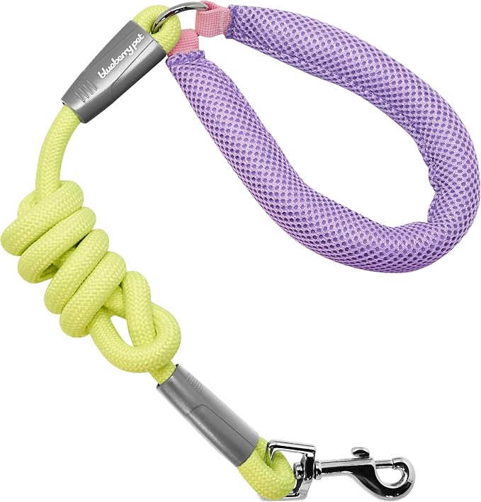 Blueberry Pet Dog Leash - Vibrant Mesh Puffer Handle, 4ft Rope Dog Leash in Yellow/Lilac Handle, Puppy Essentials, Dog Leashes for Large Dogs Heavy Duty, Gentle Leader for Dogs