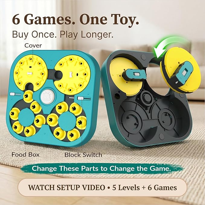 KADTC Dog Puzzle Toy, XL Size, 5 Levels in 1 & 6 Ways to Play, Beginner to Expert Difficulty, Mental Stimulation Enrichment Toy for Smart Dogs
