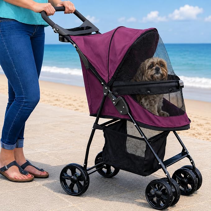 Pet Gear No-Zip Happy Trails Lite Pet Stroller - Dark Cranberry