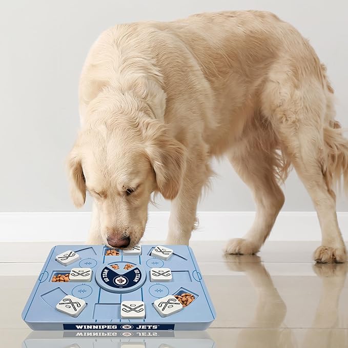 Pets First NHL Winnipeg Jets Large Puzzle Toy, New Size, Interactive Dog Treat & Slow Feeding Toy