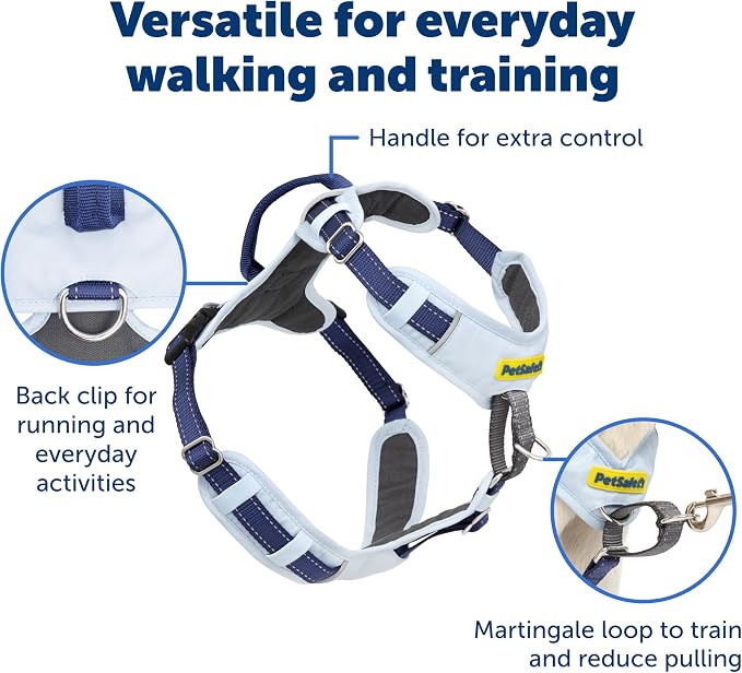 PetSafe Easy Walk Comfort No Pull Dog Harness, Blue, Small | Stops Pulling on First Use with Front Martingale Loop, Full-Body Padding, 5-Point Adjustable Fit