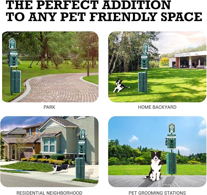 ALAGPRO® NEW 2026 Dog Waste Station Outdoor Pet Waste Station with Hand Sanitizer Bottle, Commercial Dog Poop Station with Free 400 Roll, 200 Pull Waste Bags & 50 Can Liners for Backyard, Park & HOA's