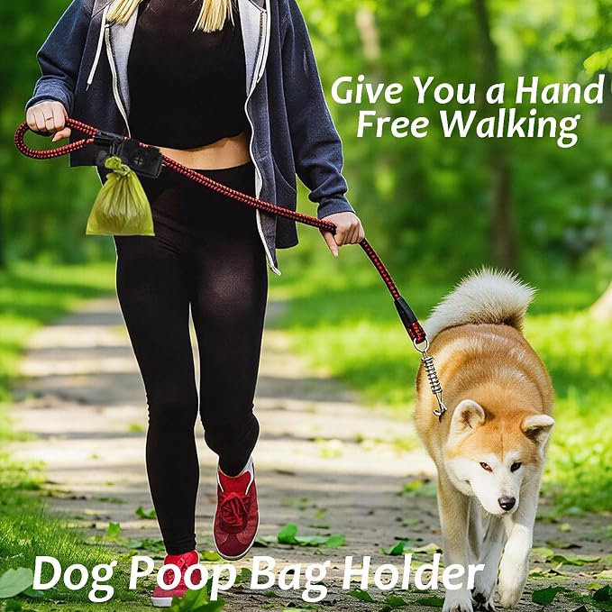 Dog Poop Bag Holder for Waste Bags Dispenser Leash Pet Waste Bag Carrier Hand Free Walking Holder,2PCS Black Holders