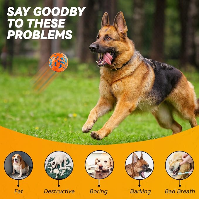 FUSOTO 4Pcs Dog Balls, Tennis Balls for Dog, Orange | Balls for Dog Aggressive Chewers, for Large Medium Small Puppy, Training Catch&Fetch, Water Floats Toys, Orange
