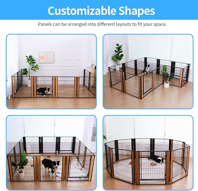 Heavy Duty Dog Playpen, 35.4in H 12 Panels, Black