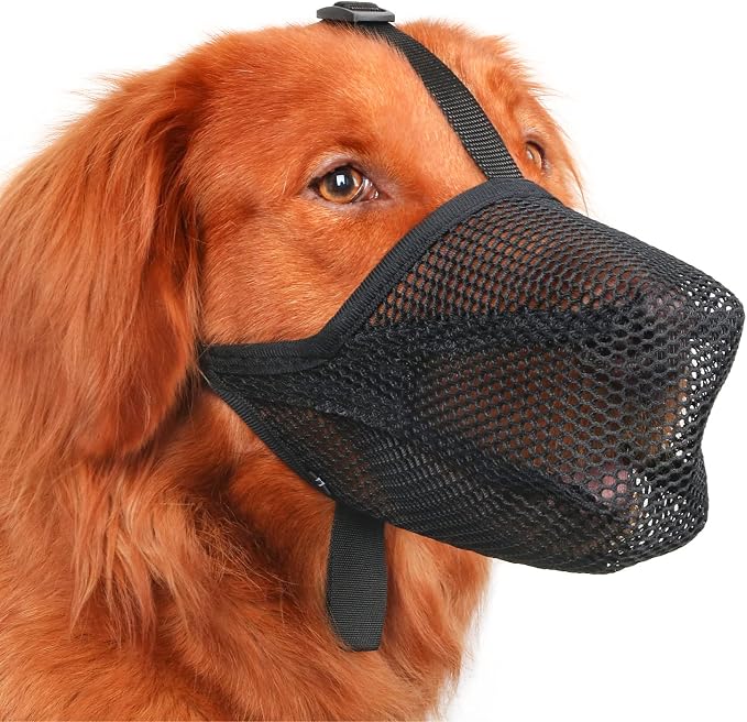 Dog Muzzle, Patented Soft Mesh Muzzle for Scavenging | Black, S | For Medium Small Dogs Biting Licking Chewing, For Walking Vet Visits Grooming Training, Adjustable, Allows to Pant and Drink