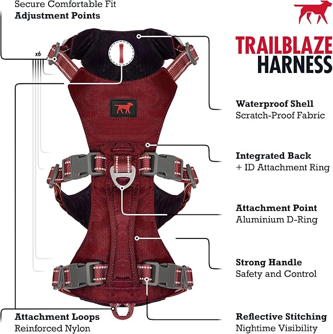 Tuff Pupper Escape Proof Dog Harness for Extra Large Dogs | No Pull Lightweight Adjustable Harness | No Escape Multifunctional Outdoor Pet Gear | Strong Durable Breathable | Secure Comfortable Fit