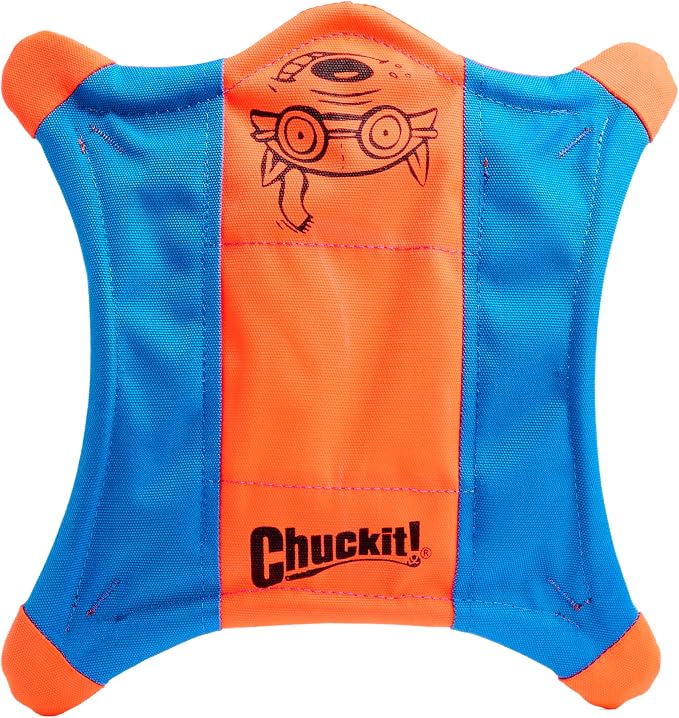 Chuckit! Flying Squirrel Fetch Dog Toy, Large, 11in, Orange and Blue
