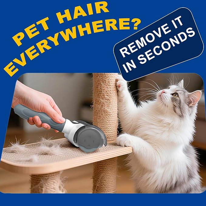 Reusable Pet Hair Remover Roller – Self-Cleaning Lint Brush with Built-in Container, No Refills – for Couch, Furniture, Bedding, Rugs & Car Seats