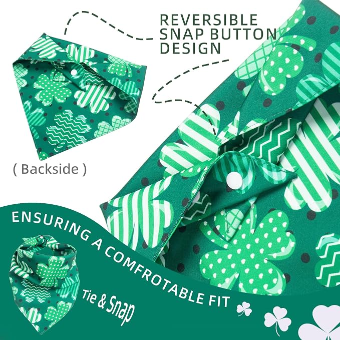 Dog Bandanas for St. Patricks Day, Large, Medium, Green