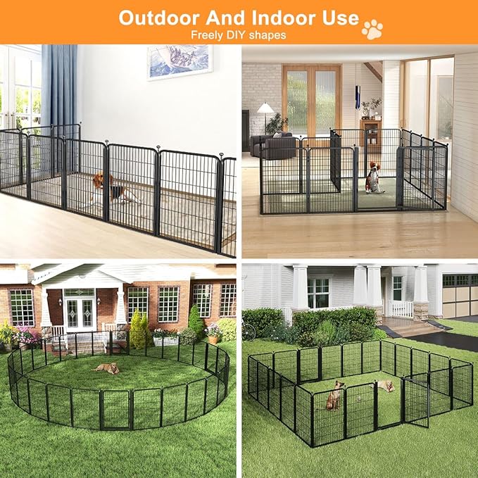 Wide Gate Dog Playpen Fence, 40in 30 Panels