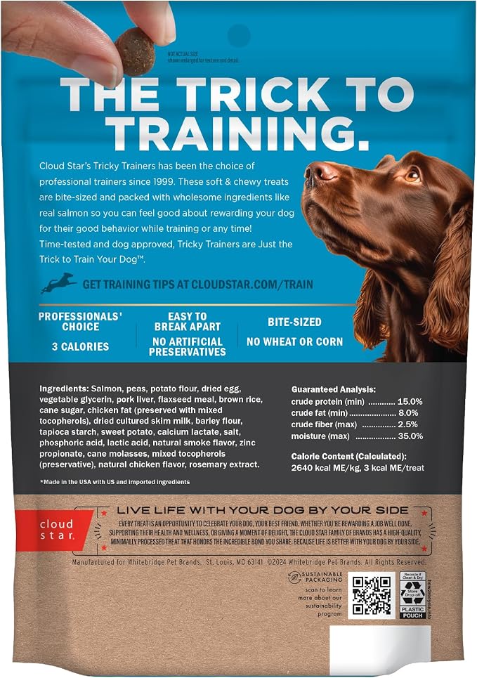 Cloud Star Tricky Trainers Chewy Dog Treats,Salmon,14 oz. Pouch,(Pack of 2)