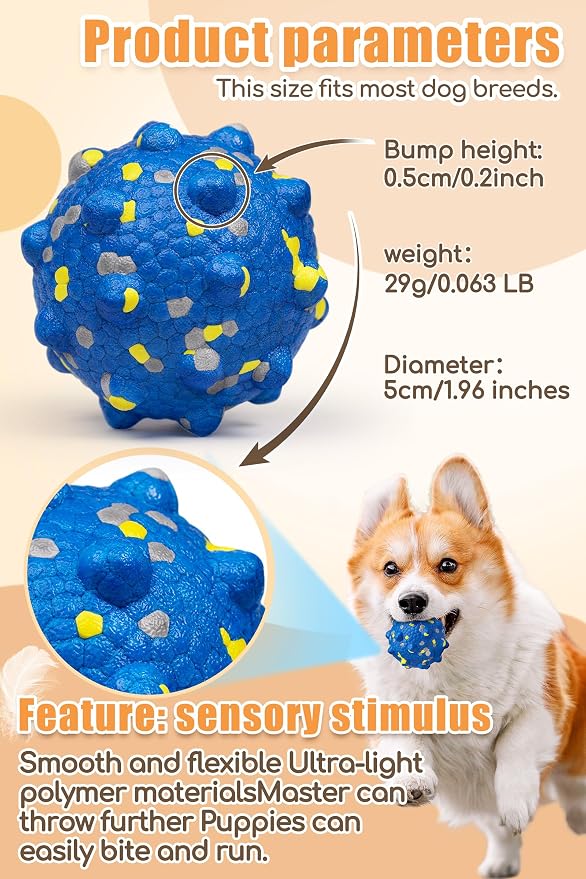 Moonorange Dog Ball, Floating, 1.96in, Blue, Small