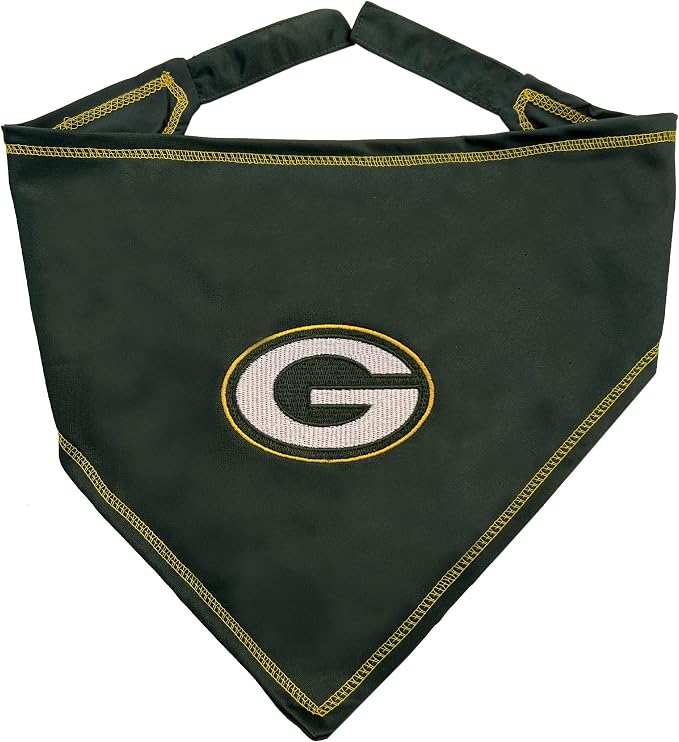 Pets First NFL Green Bay Packers TIE Bandana, Large/X-Large. Dog Bandana Scarf Bib for Pet Cat Dog. The Ultimate Game-Day, Party Bandana