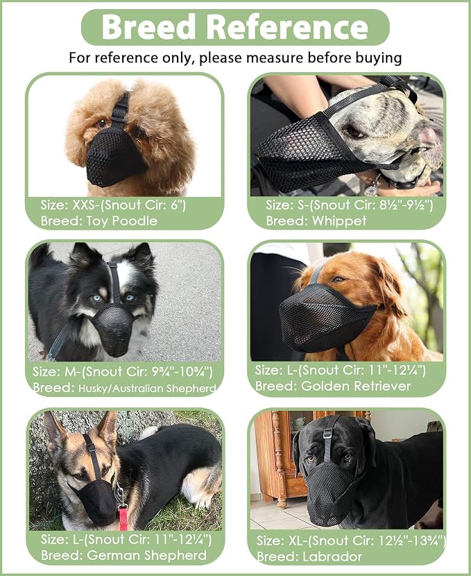 Dog Muzzle, Patented Soft Mesh Muzzle for Scavenging | Black, M | For Medium Large Dogs Biting Licking Chewing, For Walking Vet Visits Grooming Training, Adjustable, Allows to Pant and Drink