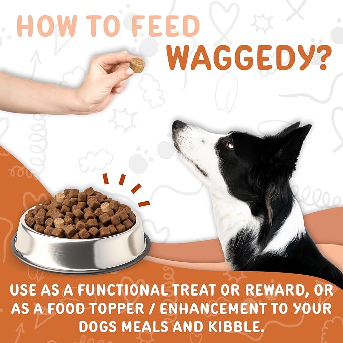 waggedy Hip and Joint Turmeric – Complete Dog Supplements for Joints with Glucosamine, MSM, HA & Omega Fatty Acids — Daily Glucosamine for Dogs to Improve Flexibility & Mobility (120 Dog Chews)