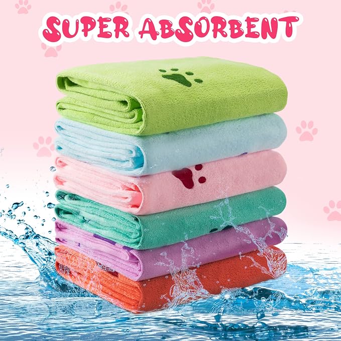 Tatuo 22 Pcs Dog Towels for Drying 20 x 40 Inch Pet Bath Towels Absorbent Microfiber Towel Quick Drying Puppy Bathing Supplies for Small Medium Large Dog Puppy Cat(Colorful,Bone Pattern)