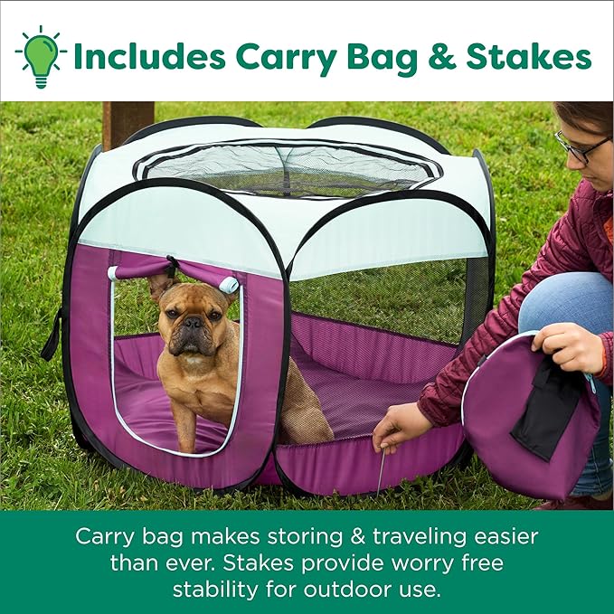 Furhaven Portable Pet Playpen for Dogs & Cats, Extra Large Indoor Kitten Playpen with Mesh Sides, Foldable Dog Playpen for Small Dogs, Pop Up Travel Dog Pen, X-Large, Pet Crate with Mesh Sides, Navy