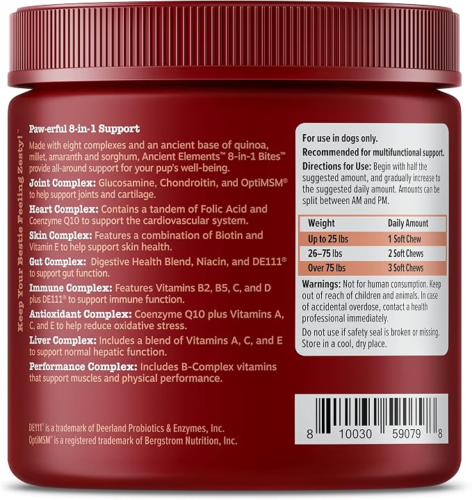 Zesty Paws Dog Multivitamin, Chewable Dog Vitamins and Supplements for Hip & Joints, Skin & Coat, Omega 3 Fish Oil for Dogs- Senior & Puppy Multivitamin - Bison- 90ct (Pack of 2)