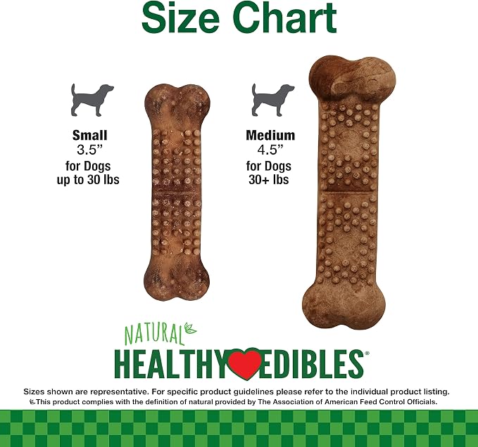 Nylabone Healthy Edibles Natural Dog Chews Long Lasting Chew Treats for Dogs, Roast Beef Flavor, X-Small/Petite (4 Count)