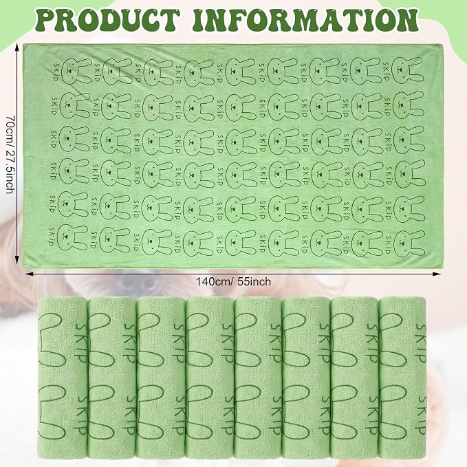 Peryiter 8 Pcs Dog Drying Towels Bulk 55'' x 28'' Pet Grooming Absorbent Microfiber Dog Bath Towels Quick Drying Puppy Bathing Towel for Small Medium Large Cats Pets Bathing Grooming (Green)
