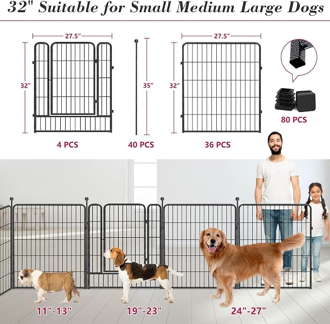 Dog Playpen with Door, 32in 40 Panels