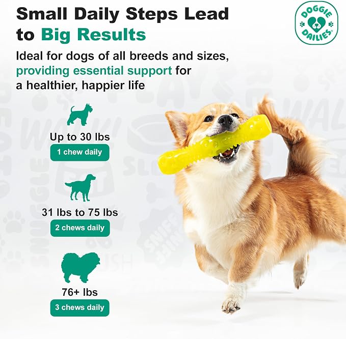 Doggie Dailies Senior Hip & Joint Chews for Dogs, Duck Flavored, 120 Count