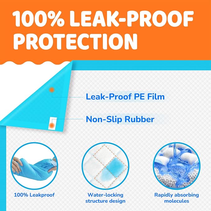 100 Pack Puppy Pads Extra Large 28"x34", Super Absorbent Pee Pads for Dogs, Leak-Proof & Quick-Dry, Disposable Wee Wee Pads for Dogs