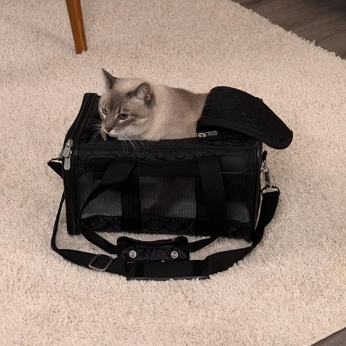 Sherpa Original Deluxe Travel Pet Carrier, Airline Approved, Black Lattice, Small
