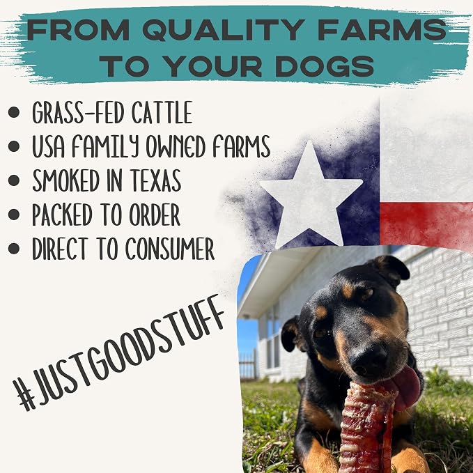 JACK'S PREMIUM Beef Trachea (Moo Tube) Natural Glucosamine Source Thick Beef Dog Chews All Natural Made in USA Single Ingredient Rawhide Alternative (3" 15 Count)