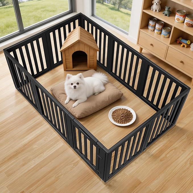 Dog Playpen, Clear Dog Pen, Dog Pen Indoor, Easy to Install and Remove Dog Play Pen, Puppy Playpen Suitable for Dogs, Cats,Dog Playpen Indoor (Black, 30.3 inch Height, 10 Panels)