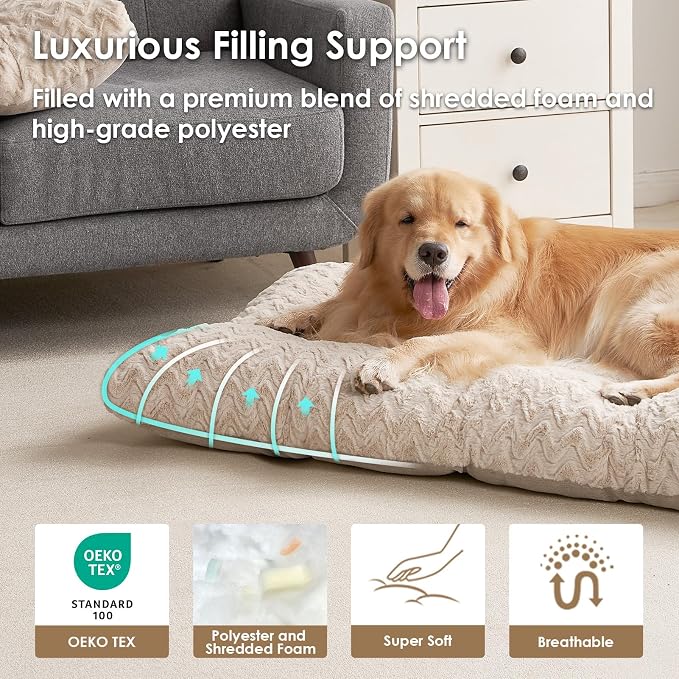EHEYCIGA Washable Dog Beds Medium Sized Dog, 29x21 Inch Pet Bed, Beige