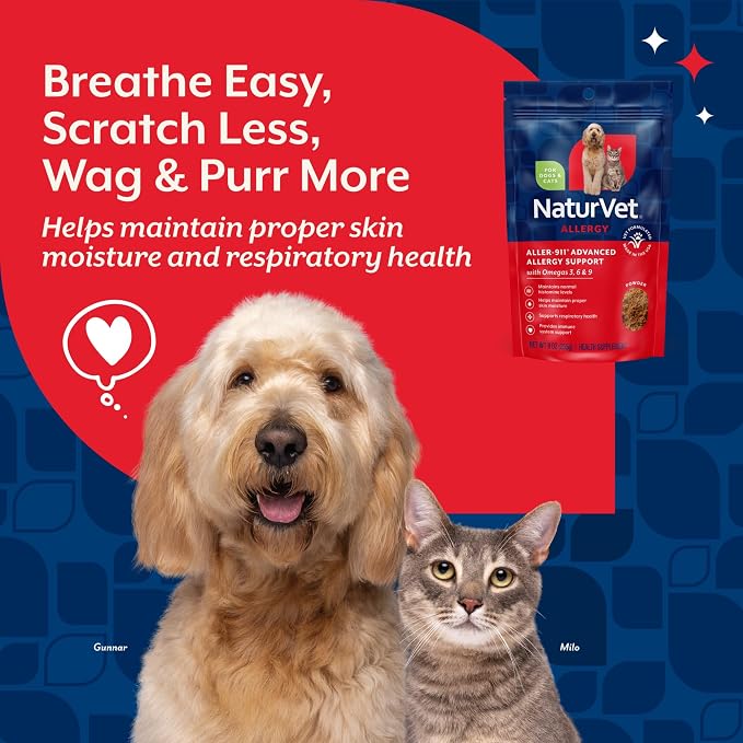 NaturVet Aller-911 Advanced Allergy Aid for Dogs & Cats - 9 oz Powder