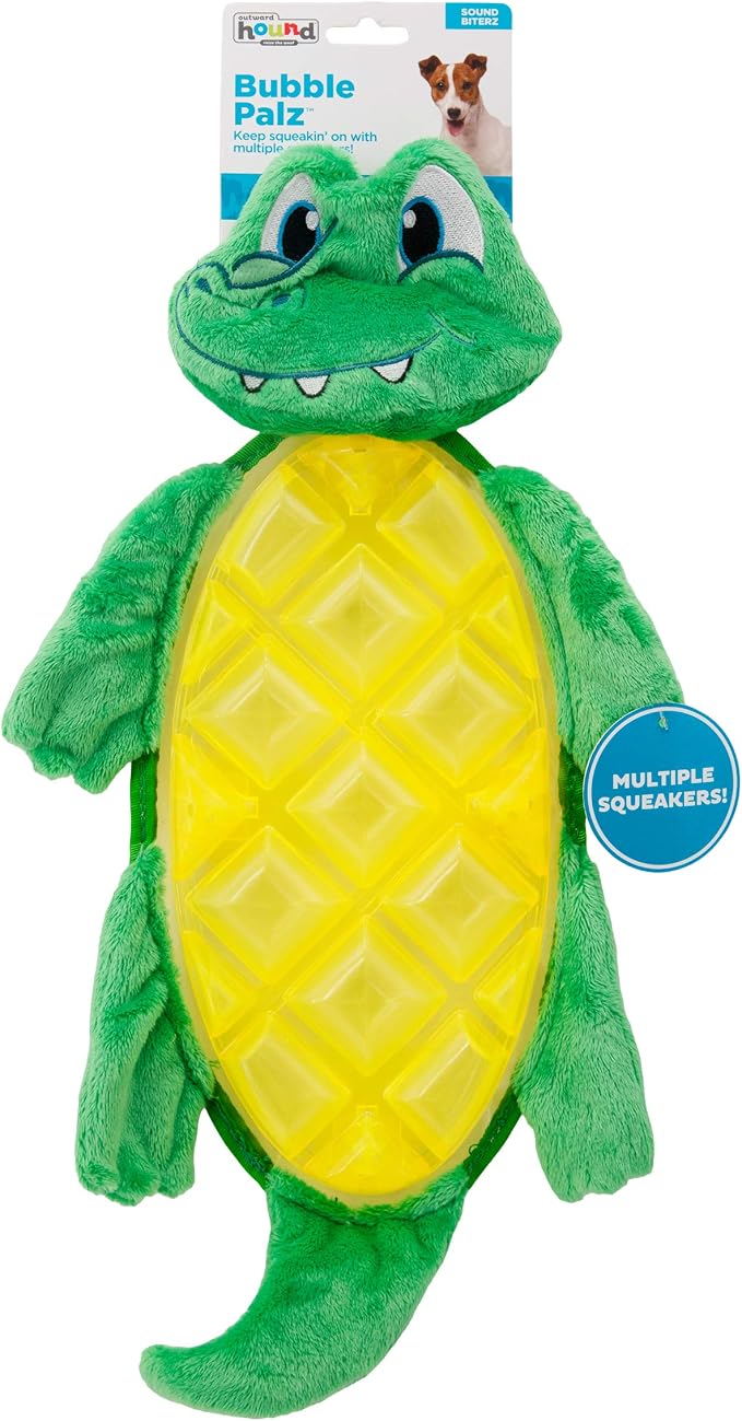 Outward Hound Bubble Palz Plush Gator Dog Toy, Large