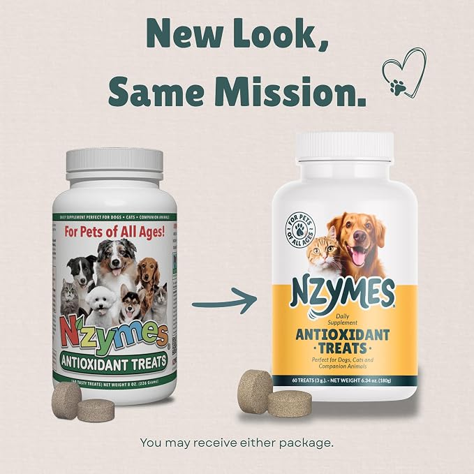 Nzymes Antioxidant Treats - for Dogs Joints, HIPS, Paralysis, Skin, Coat, Hair Loss, Aging, Digestion, Neurological, Seizures - 360 Treats - Made in The USA