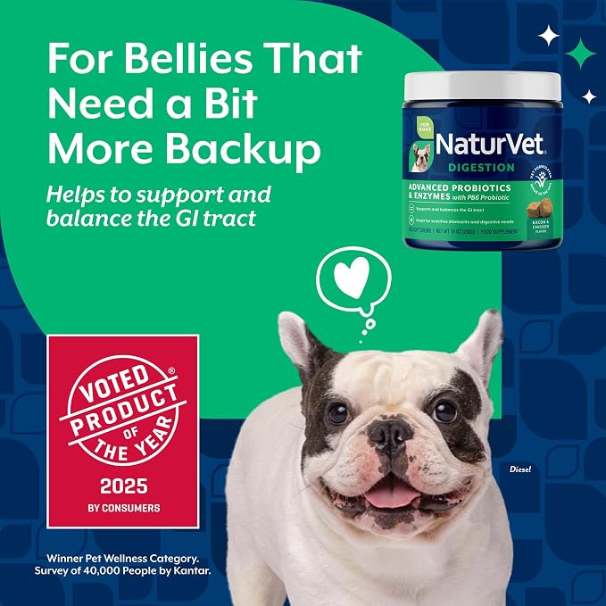 NaturVet Advanced Probiotics & Enzymes Chews for Dogs - 120ct