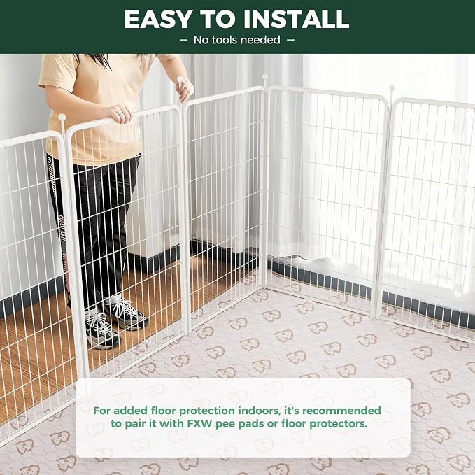 FXW Rollick Unleashed Dog Playpen, 45in, 32 Panels, Large, White